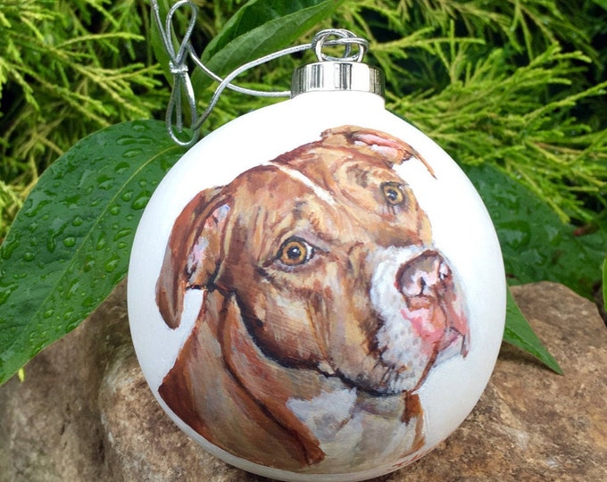 Ceramic Custom Dog Ornament, pet ornament, dog painting, pet portrait hand painted from your photo, personalized gift, dog loss gift