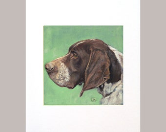 German Shorthaired Pointer Dog Print from the original oil painting, dog breed art, White mat Included