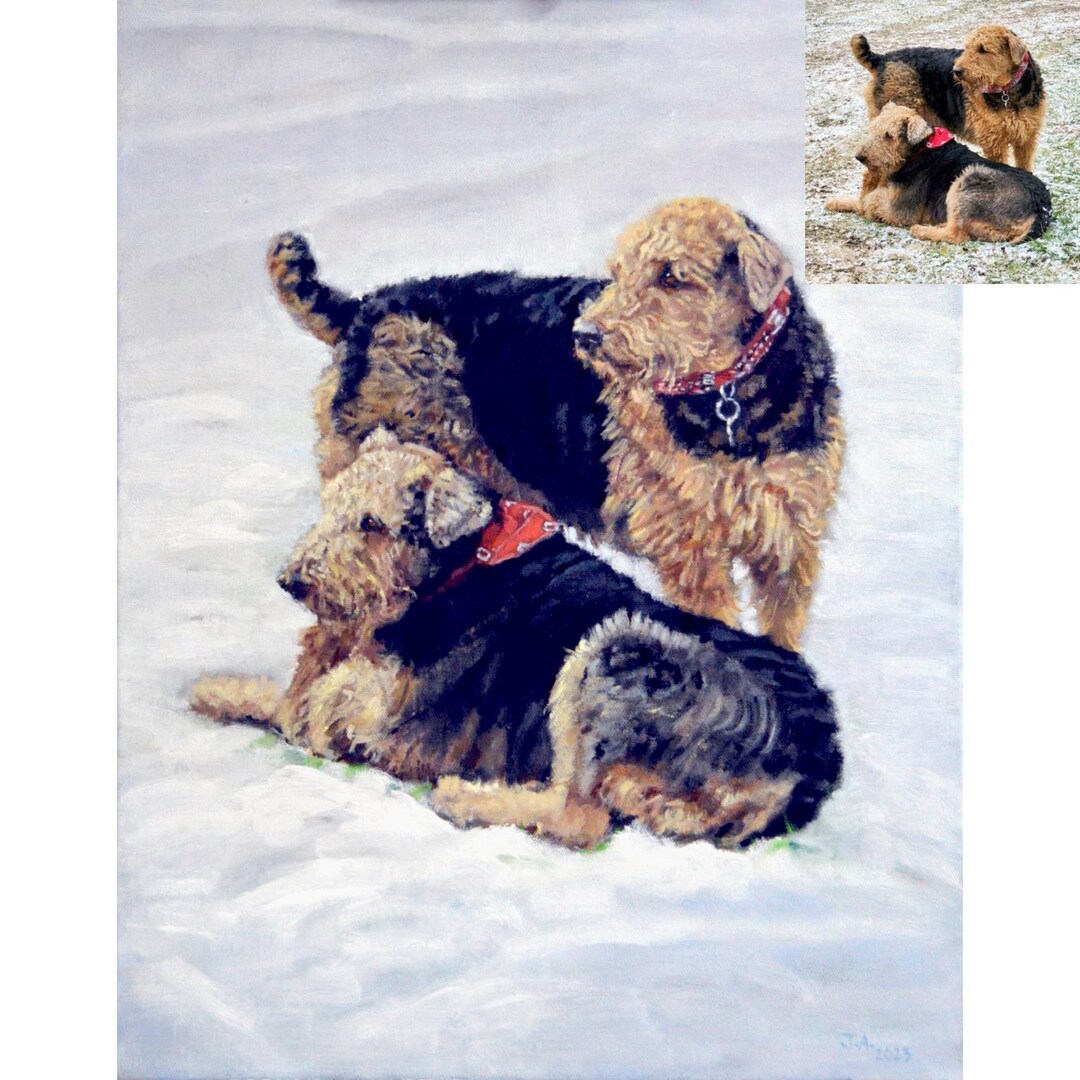 Hand Painted Custom Dog Portrait, Oil Painting on Canvas, Realistic Pet ...