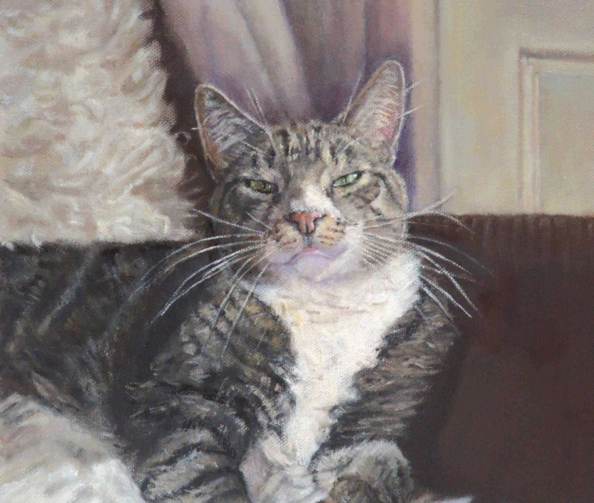 Custom Pet Portrait Oil Painting: Hand Painted from Photo, Cat portrait painting