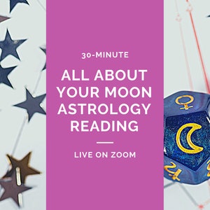 Lectura de signos lunares astrológicos en vivo de 30 minutos con grabación mp3, entregada por un astrólogo / psíquico intuitivo