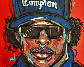 Eazy E Artist Print, Straight Outta Compton, Pop Culture Art, Contemporary Art, Expressionism, 90s Rap Art, Music Poster, NWA, Unique Art