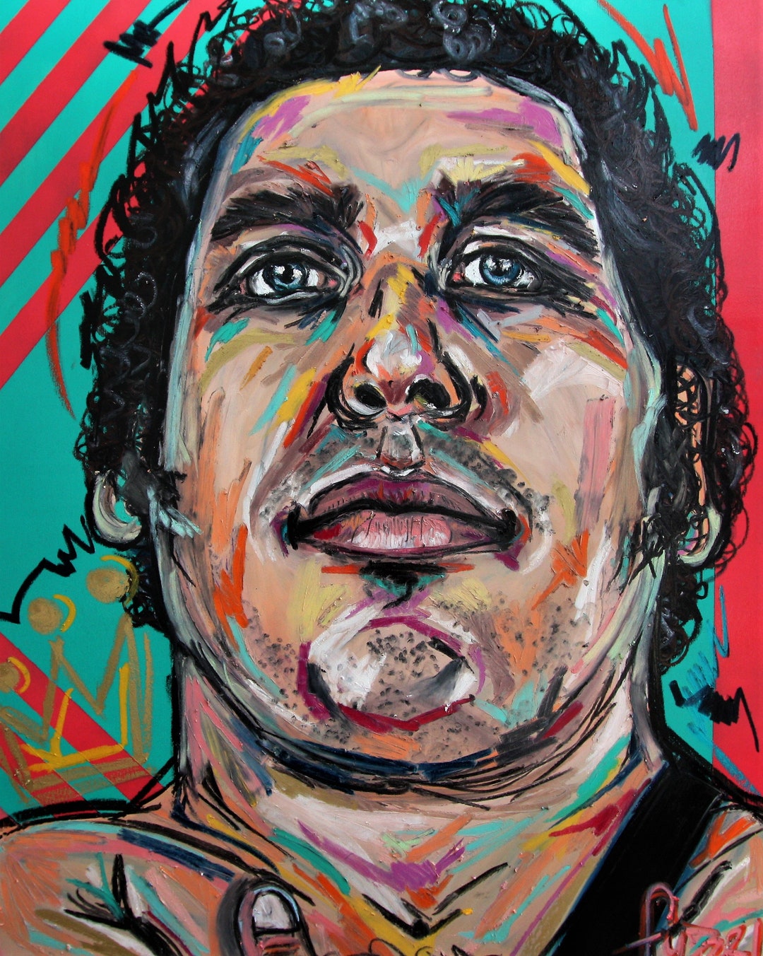 Andre the Giant Artist Print, Man Cave Decor, Retro Wrestling Art ...