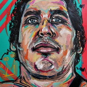 Andre the Giant Artist Print, Man Cave Decor, Retro Wrestling Art, Wrestlemania Decor, WWE, WWF, The Princess Bride, 90s movies Poster