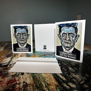 Cartão de aniversário, cartão de felicitações de Johnny Cash, cartão de arte, cartão de aniversário engraçado, cartão de felicitações exclusivo, cartão de arte legal