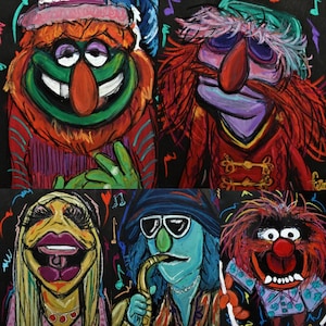 Impression d&#39;artiste Dr. Teeth & the Electric Mayhem, Jim Henson les Muppets, décoration d&#39;art rétro, art mural pour chambre d&#39;enfant, style unique