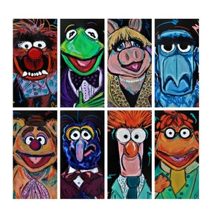Serie Jim Henson - Conjunto de 8 impresiones de MUPPETS - Kermit the Frog, Miss Piggy, Animal, Fozzie the Bear, Beaker, Scooter, Sam Eagle, Gonzo