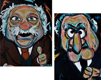 Set of Two Prints - Statler & Waldorf from The Muppets, Jim Henson Wall Art, Retro Cartoon Art, Nostalgic Wall Decor, Kids room decor PopArt