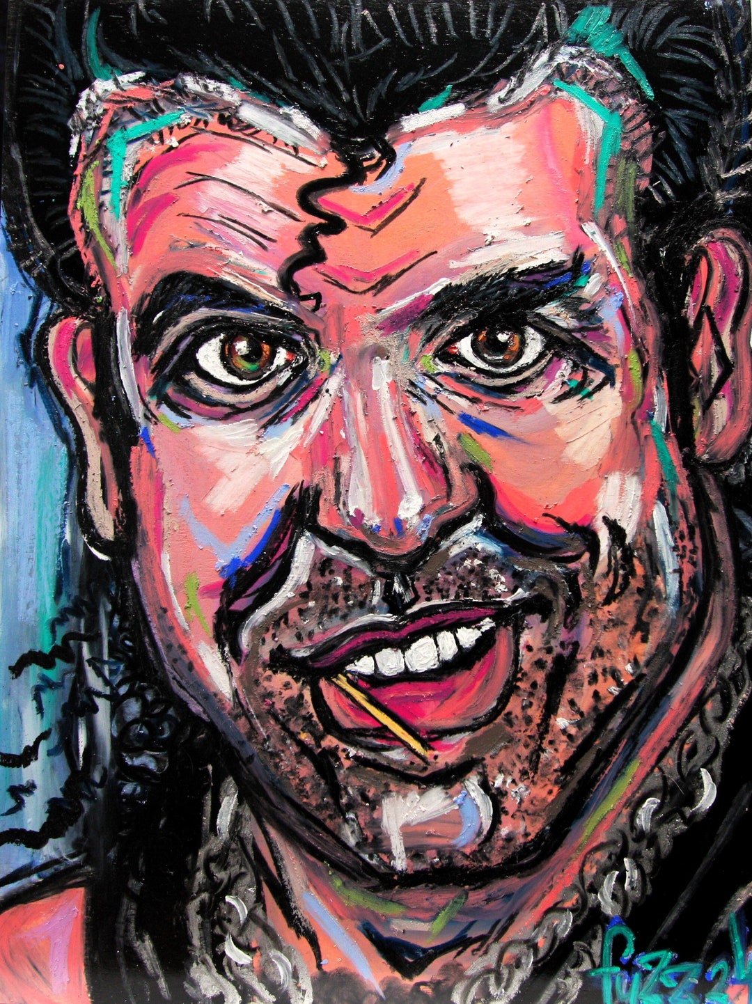 Booker T Razor Ramon Portrait Razor Ramon Artist Print, Pop Art Portrait, Contemporary Art, Funny ...