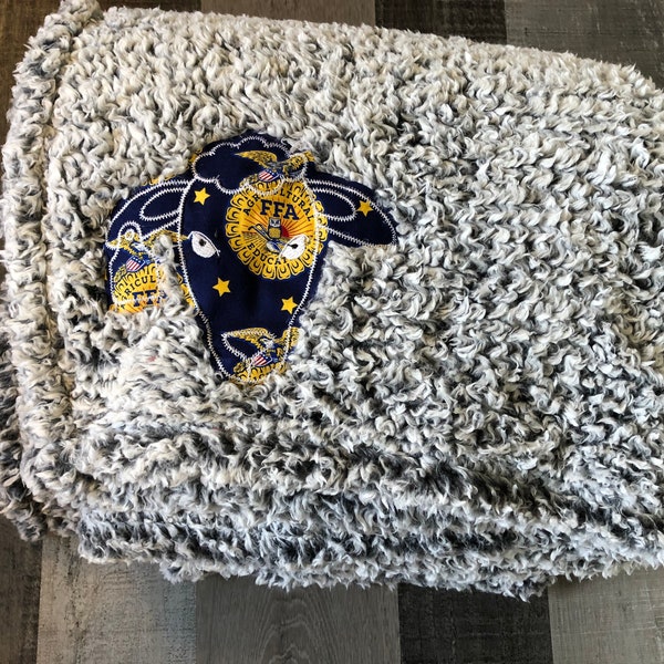 FFA super soft Sherpa Blanket with sheep appliqué.