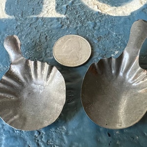 SCOOPS Set 2 Antique 19th Century German DollHouse Large Scale Metal Scoop Tin Kitchen Stove Miniature Puppenhaus Marklin Doll Toy Metal