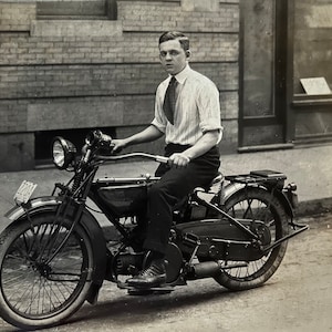 1915 Harley-Davidson Motorcycle Portrait – Massachusetts License Plate, Boston Studio Photo