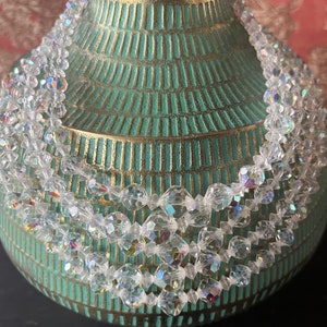 Vintage Aurora Borealis Crystal Choker: 1950s 5-Strand Necklace