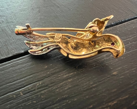 PIN 14K GOLD Small Bird Pin Brooch Marked “585” R… - image 9