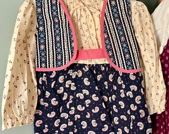 Vintage NOS Girls Dress 1960s 3T Nannette Toddler Prairie 2-Piece Boutique Deadstock