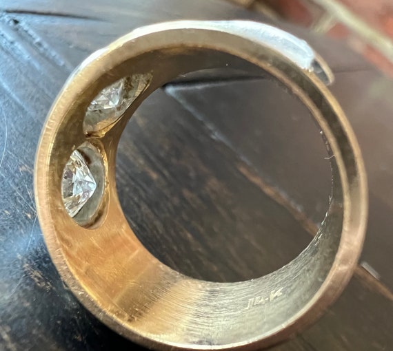 RING 14K Solid Gold Diamond Ring 6mm, 5mm Diamond… - image 7