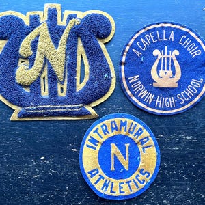 1940s High School Chenille Patches – Choir & Athletics Wool Felt – Lot of 3, Norwin PA