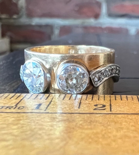 RING 14K Solid Gold Diamond Ring 6mm, 5mm Diamond… - image 5