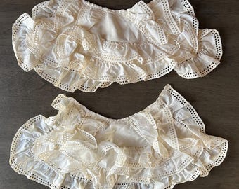 Victorian Child’s Detachable Ruffled Dress Collars, Matched Pair, White Cotton c1860s–1880s