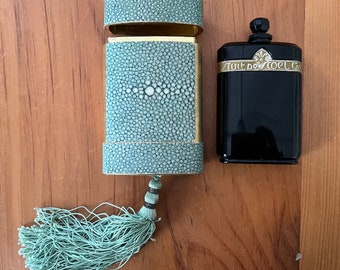 1922-1925 First Generation Caron Nuit de Noël Perfume Bottle with Shagreen Presentation Case