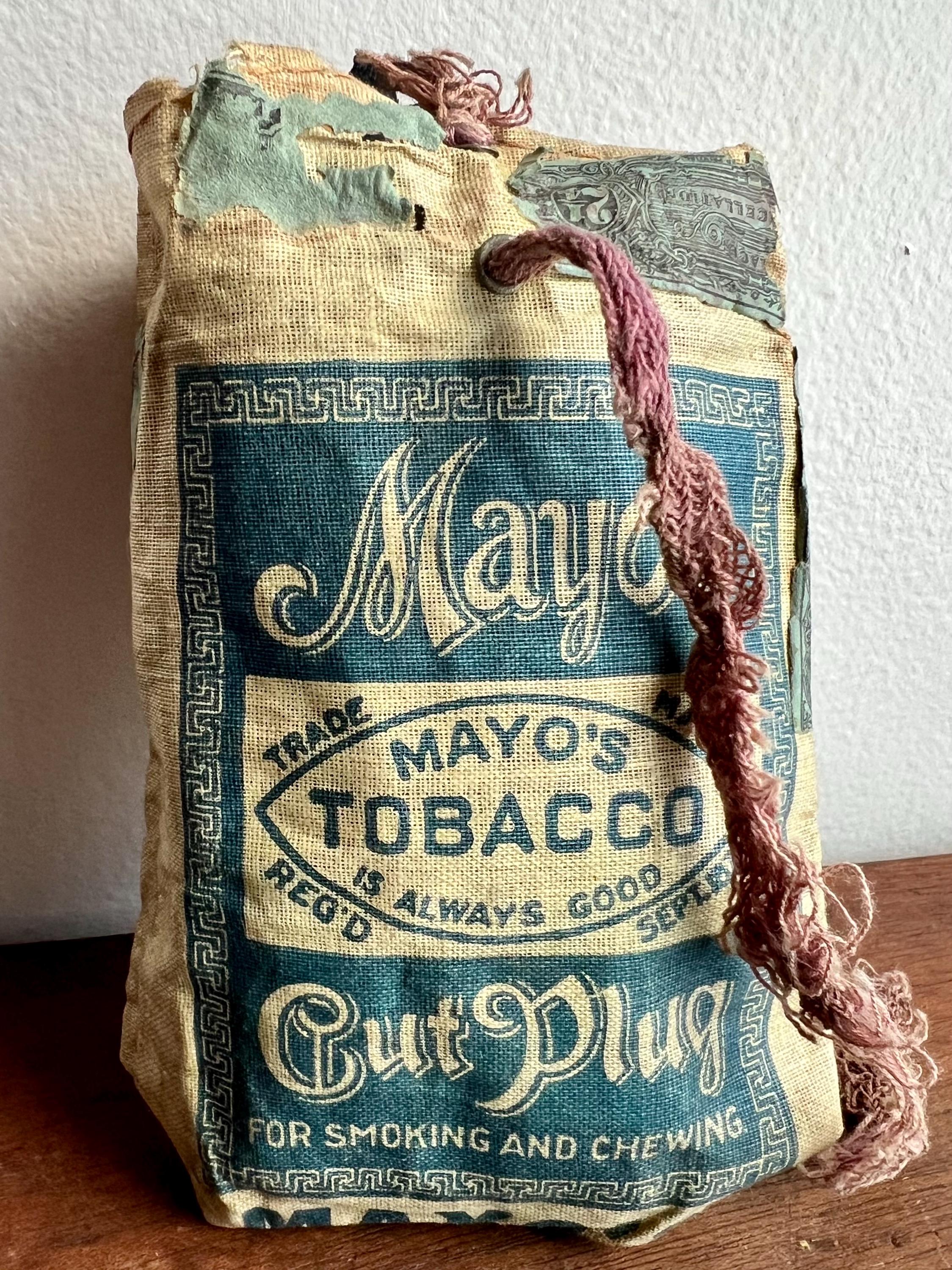 Victorian Mayo’s Tobacco Cloth Pouch Cut Plug Advertising Bag