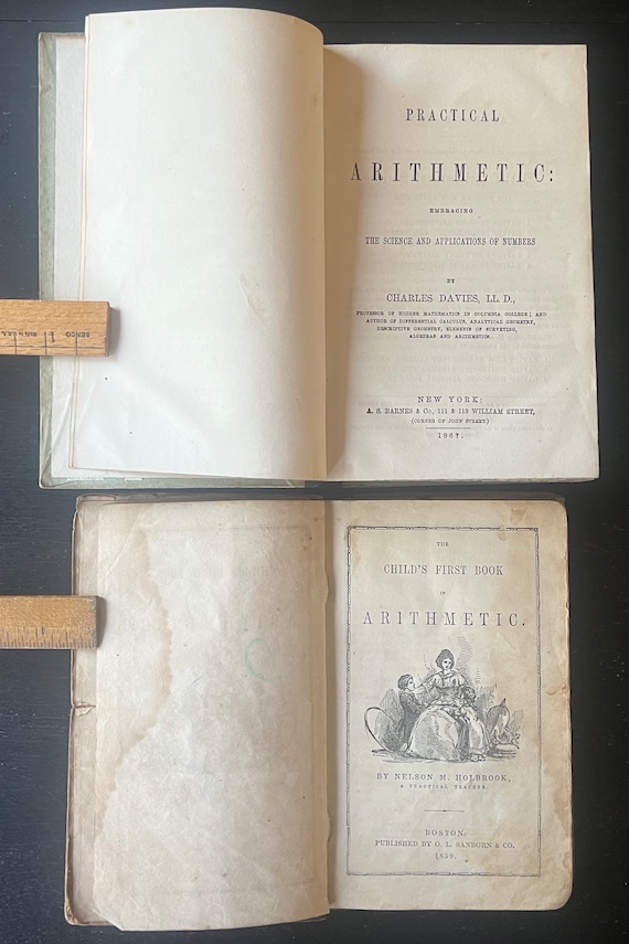 洋書 Arithmetic for Queensland Schools (1946) 1859 & 1867 Antique Arithmetic Books | Illustrated Child's