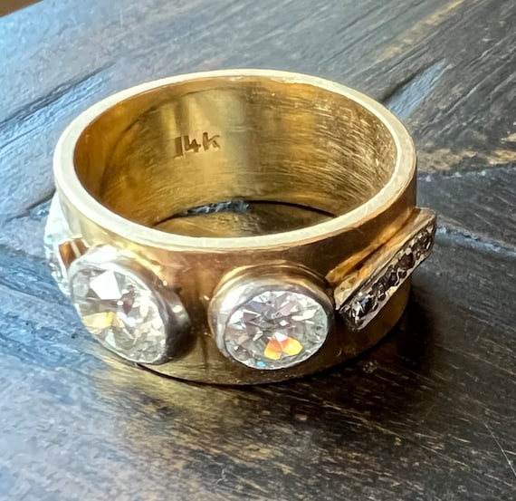 RING 14K Solid Gold Diamond Ring 6mm, 5mm Diamond… - image 8
