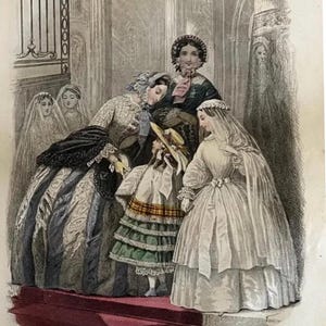 Antique French Fashion Magazine Set: 1850s Journal des Demoiselles, Hand-Colored Plates, Paris Provenance
