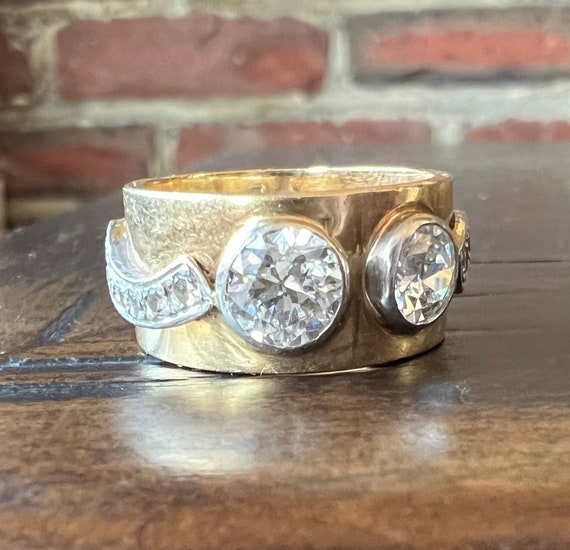 RING 14K Solid Gold Diamond Ring 6mm, 5mm Diamond… - image 2