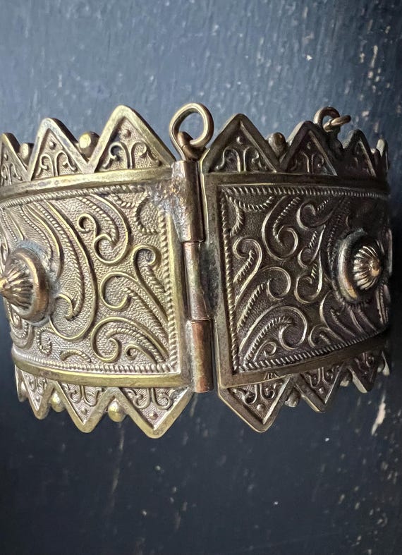 Antique Middle Eastern Hinged Cuff Bracelet — Gil… - image 11