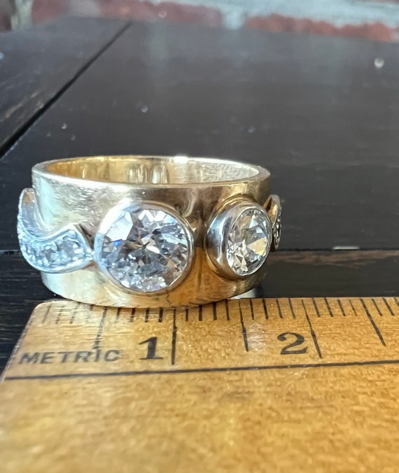RING 14K Solid Gold Diamond Ring 6mm, 5mm Diamond… - image 4
