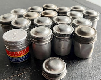 Vintage Aluminum Film Canister Lot: Photography Darkroom Storage, Embossed Germany Rapid CN