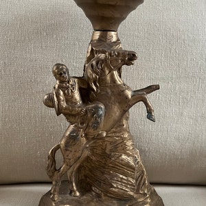 Vintage Bronze Rodeo Lamp Base: Cowboy on Horse Figurine (For Restoration)