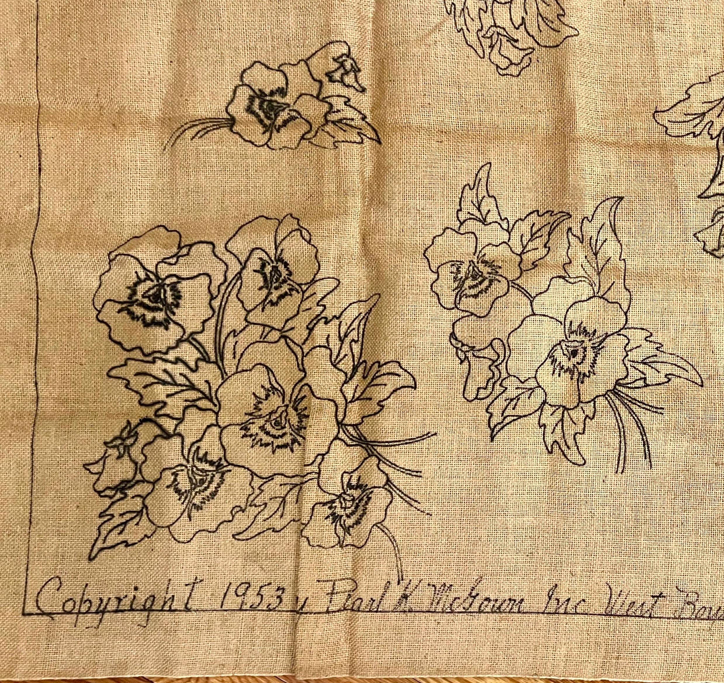 Pearl McGown Rug Hooking Pattern "Grande Pensée" Burlap 1953 36x60