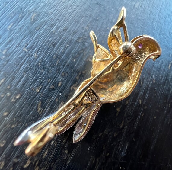 PIN 14K GOLD Small Bird Pin Brooch Marked “585” R… - image 8