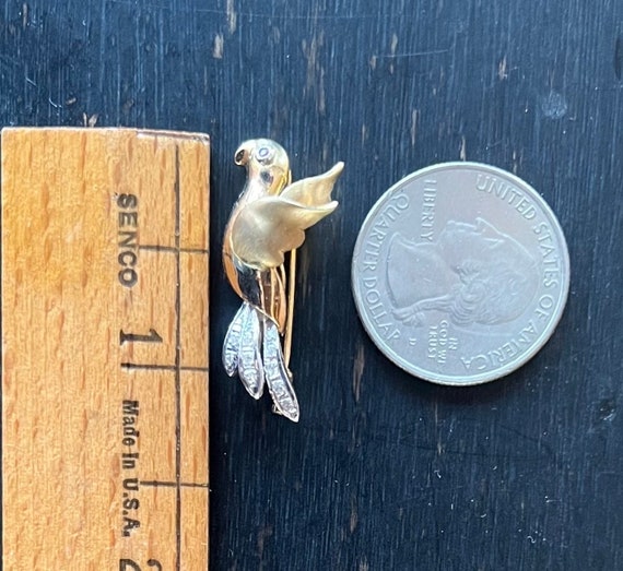 PIN 14K GOLD Small Bird Pin Brooch Marked “585” R… - image 2