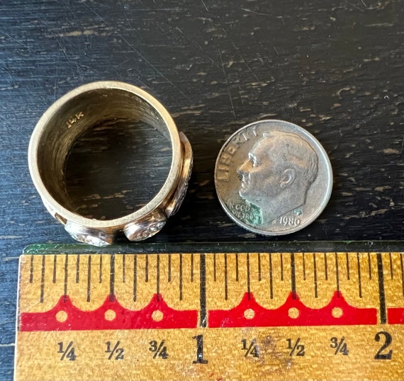 RING 14K Solid Gold Diamond Ring 6mm, 5mm Diamond… - image 6