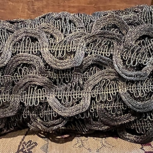 Antique French Trim Edwardian Heavy Metallic Woven Ribbon 3 Yds. Gold Bronze Metal Brocade Braid Lace Textile Fashion Passementerie Crafts