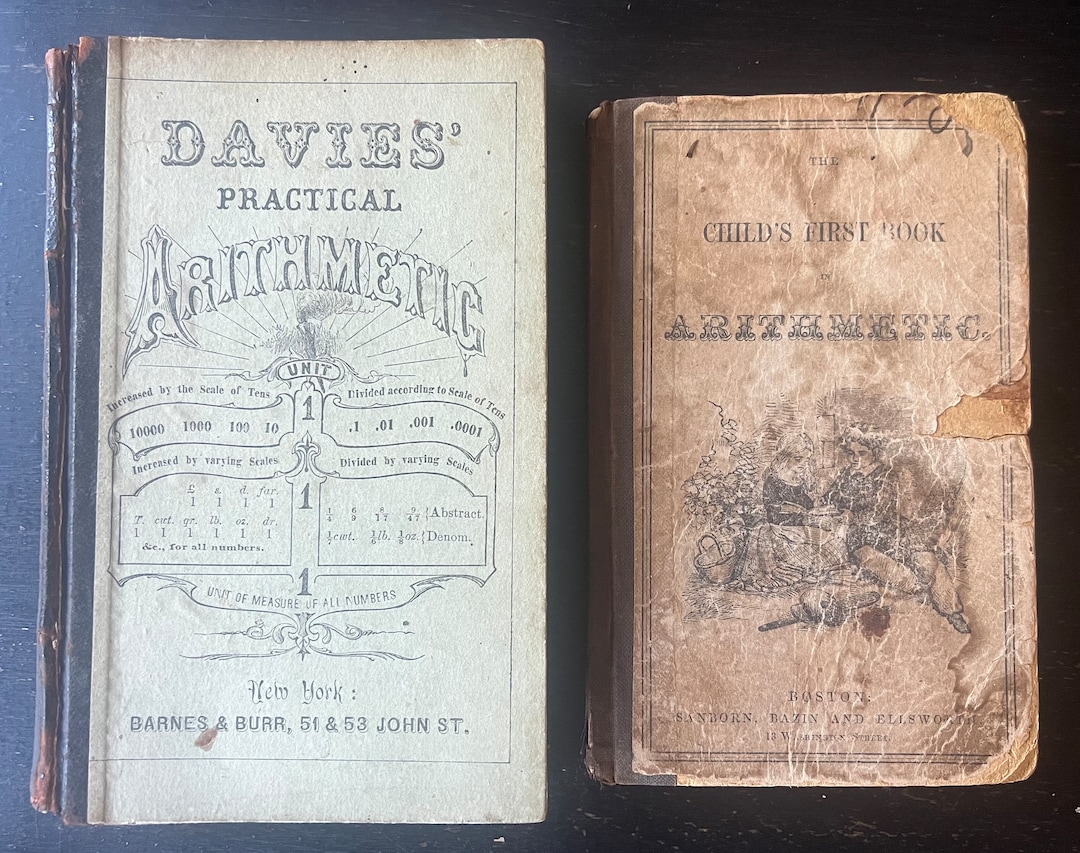 Antique Arithmetic School Books: 1859 & 1867 Illustrated Math
