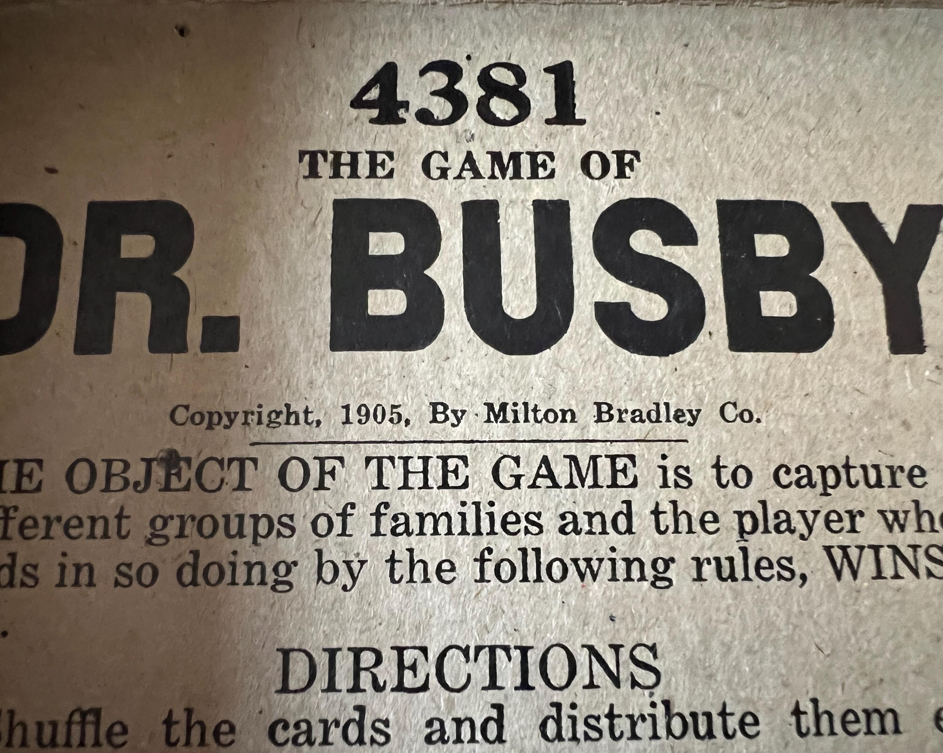 1905 Dr. Busby Card Game: Milton Bradley, Family Caricatures, Complete ...