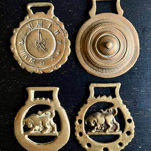 Vintage Horse Brass Medallions: Equestrian Decor, Stable Ephemera - Lot of 4