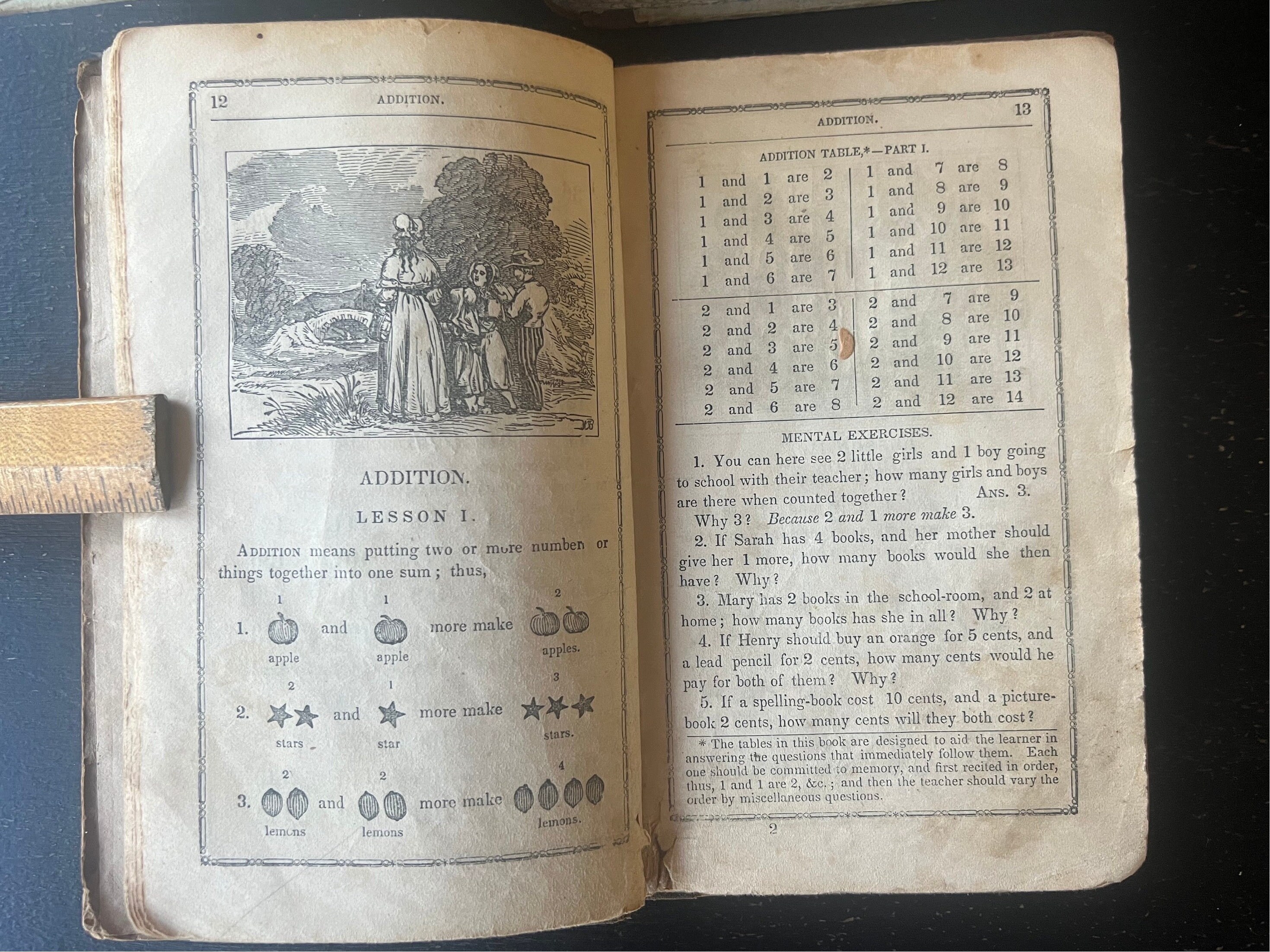 Antique Arithmetic School Books: 1859 & 1867 Illustrated Math