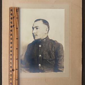 Antique WWI Photograph: US Army Medical Corps Soldier Sepia Photo