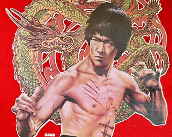 1975 Bruce Lee Dragon Graphic Fabric Sample Photolith USA Store Display