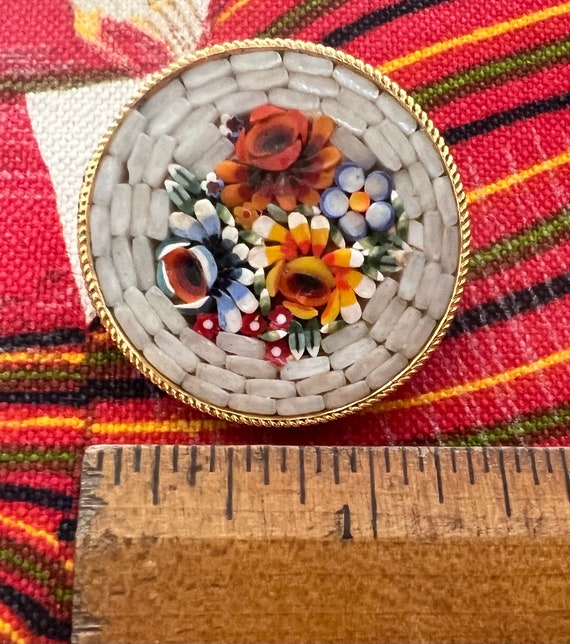 BROOCH Millefleur Italian Micro Mosaic Glass 2 Br… - image 4