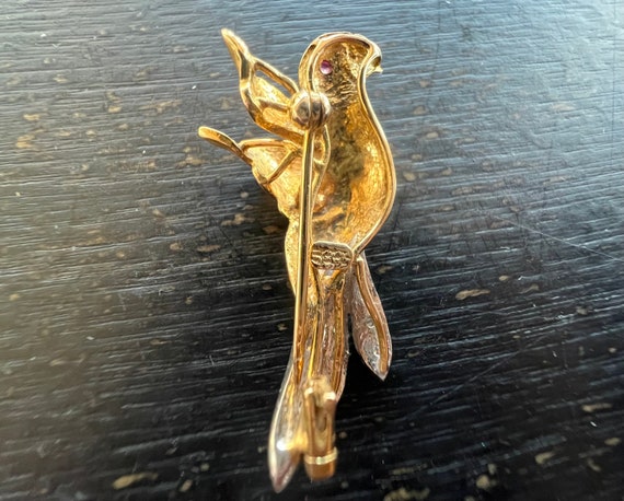 PIN 14K GOLD Small Bird Pin Brooch Marked “585” R… - image 7