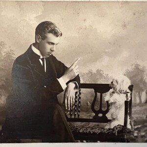 Antique Photograph: Man Teaching Terrier Tricks, Portland Oregon Ephemera