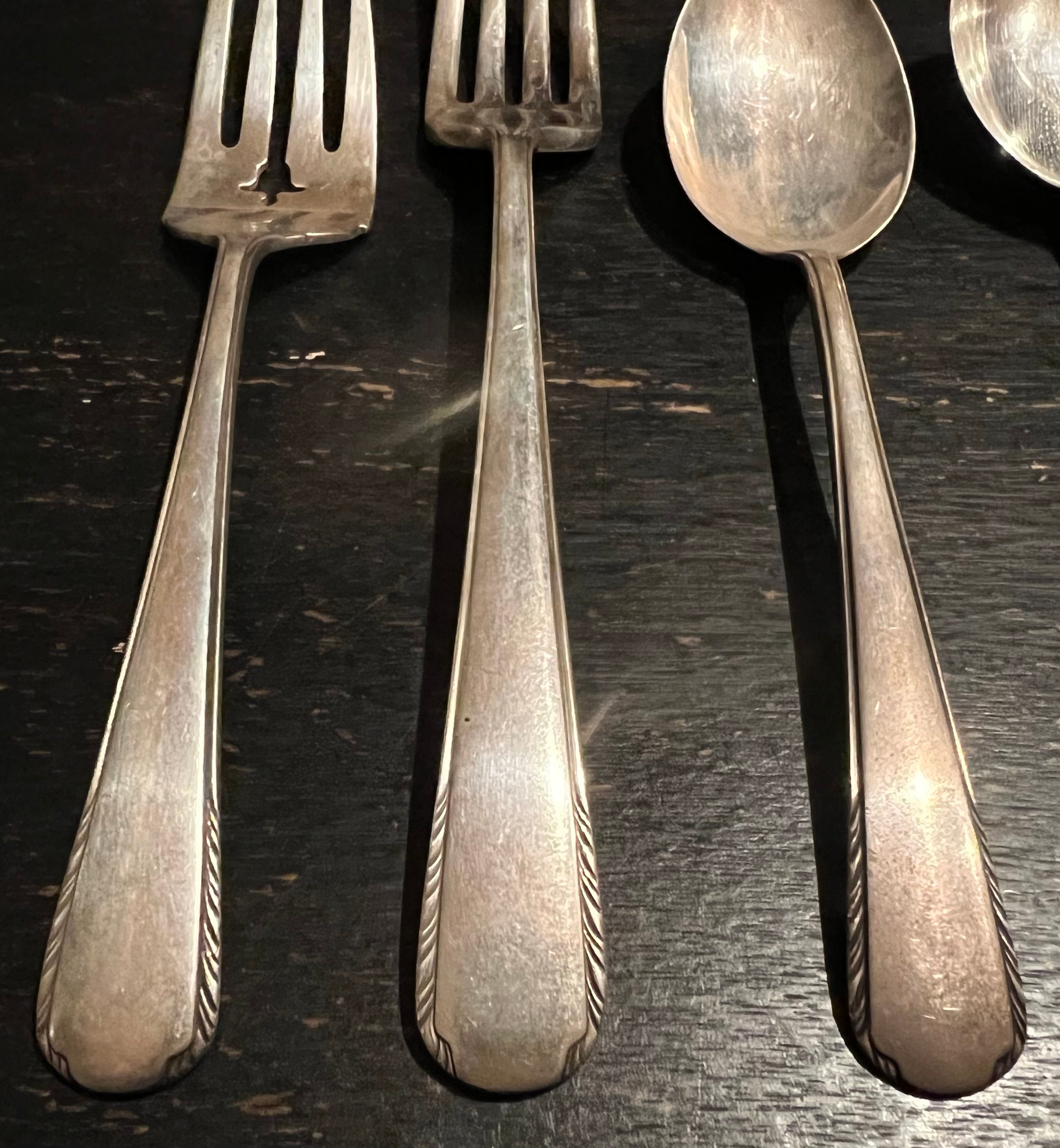STERLING 6piece 1930s Sterling Silver Flatware Place Setting