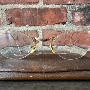 Antique Lloyd Spectacles: 12K Gold Filled Half Frame Glasses with Case