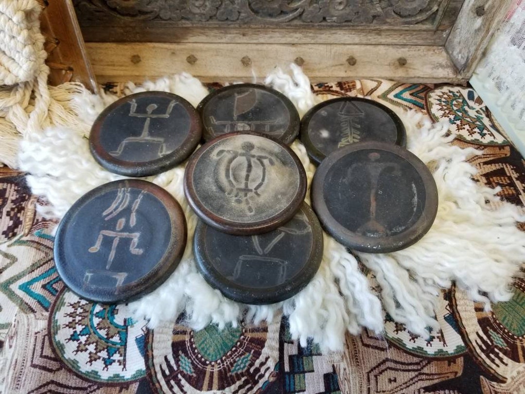 Set of Seven Vintage Raku Pottery Coasters. Each of These Raku Pottery ...